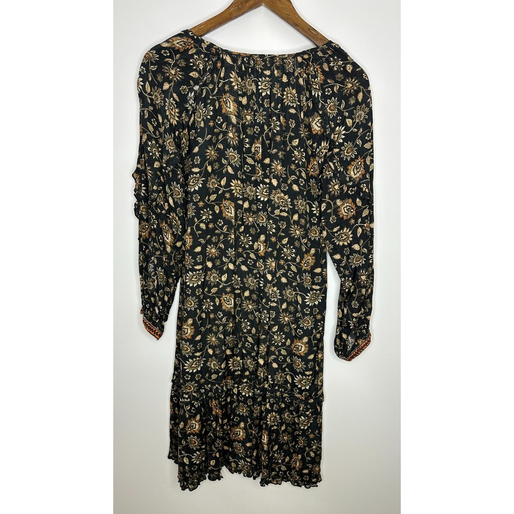 Natural Life Floral Tassel Long Sleeve Boho Shift Dress Small Ruffle Boho Fall - Picture 9 of 13